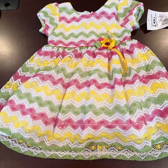 Rare Editions Toddler Girl 2T Pink White Green Yellow Dress NWT - Picture 1 of 7